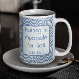 Christliche Schrift Luke 1:37 Blaues Wavy Muster Kaffeetasse