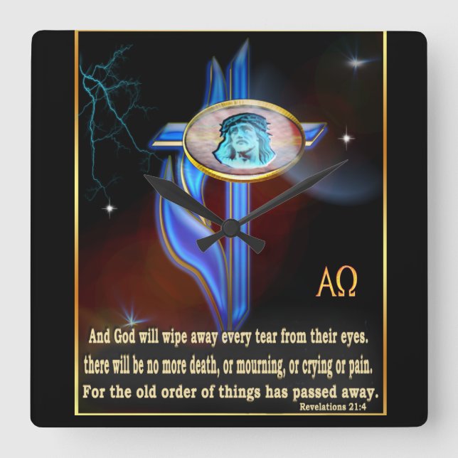 Christliche Schrift Quadratische Wanduhr (Vorderseite)