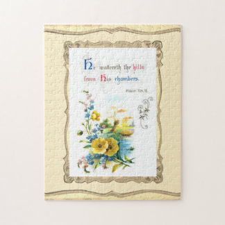 Christliche Schrift und hübsche Blumen  Puzzle