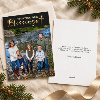 Christliche schwarze Goldschrift-Weihnachtssegen Folien Feiertagskarte