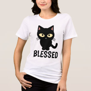 Christliche Schwarze Katzen-T - Shirt, BLESSED Tri-Blend Shirt