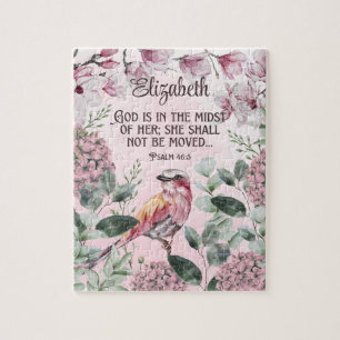 Christliche Scripting Wasserfarben Bird-Blume Name Puzzle