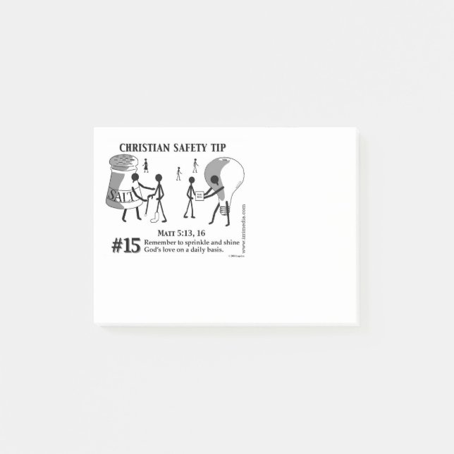 Christliche Sicherheits-Spitze #15: Matt-5:13,16 Post-it Klebezettel (Vorderseite)