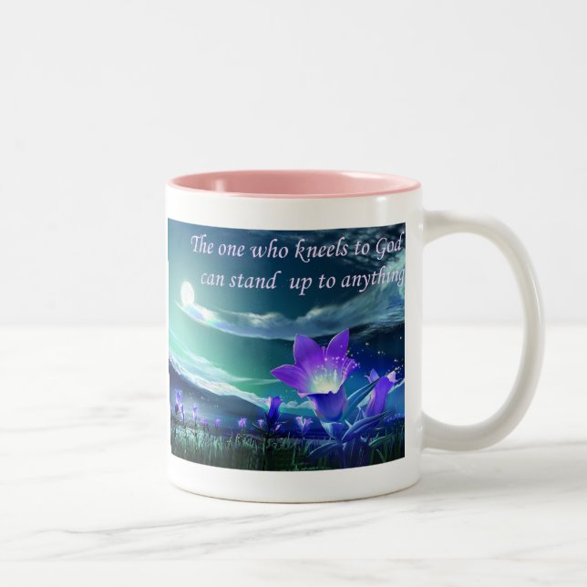 Christliche Sprichwort-Tasse Zweifarbige Tasse (Rechts)