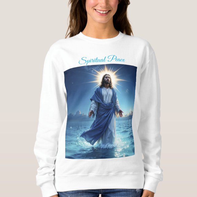 Christliche strahlende Kunst Jesus Christus Glaube Sweatshirt (Vorderseite)