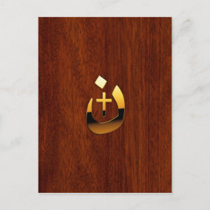 Christliche Symbole des Nazarenkreuzs in Gold Postkarte