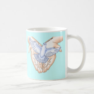 Christliche Taube mit Händen Tasse