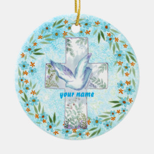 Christliche Taubenkreuz-Verzierung Keramik Ornament