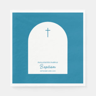 Christliche Taufe Christening Boy Blue Arch Serviette