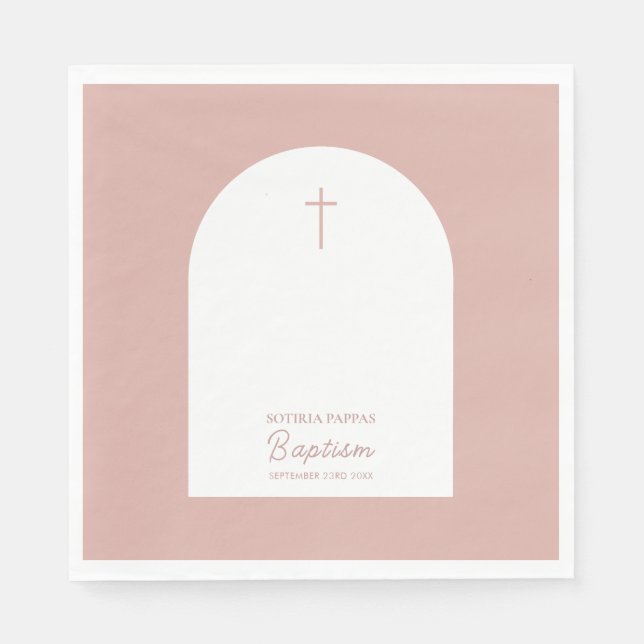 Christliche Taufe Christening Girl Pink Arch Serviette (Vorderseite)