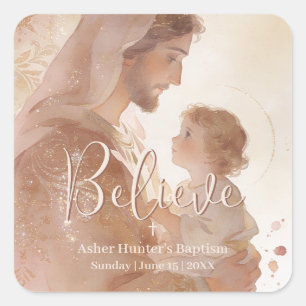 Christliche Taufe Sankt Joseph Jesuskind LPM26 Quadratischer Aufkleber