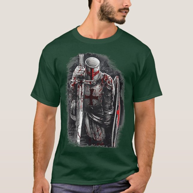 Christliche Templar Knights - Geschenke Rosary Cru T-Shirt (Vorderseite)