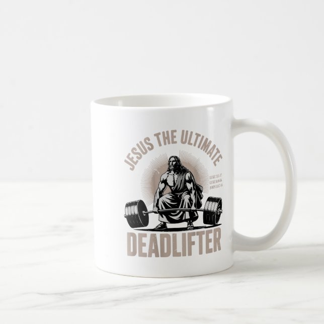 Christliche Trainingsgymnastik Jesus, der Deadlift Kaffeetasse (Rechts)