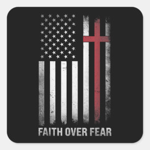 Christliche US-amerikanische Flagge Amerikas - Chr Quadratischer Aufkleber