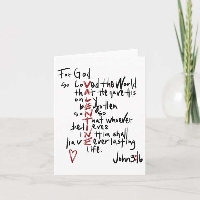 Christliche Valentine John 3_16 für Gott so liebte Karte (Vorderseite)