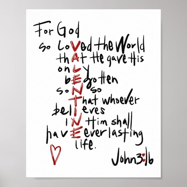Christliche Valentine John 3_16 für Gott so liebte Poster (Vorne)