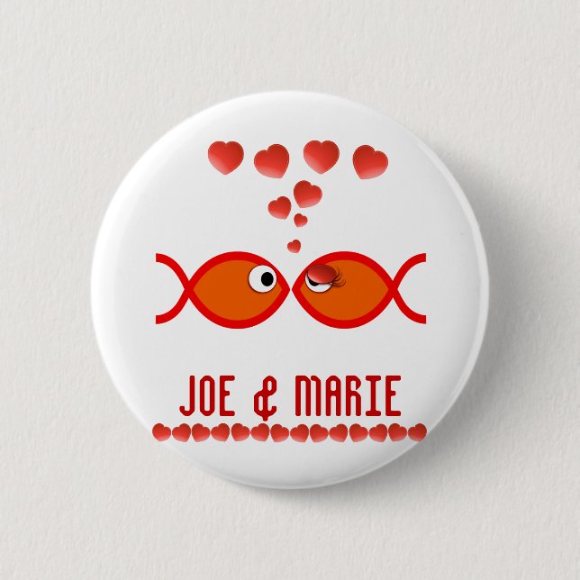 Christliche Valentine-Symbole - orange v1 Button (Vorderseite)