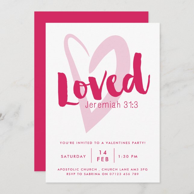 Christliche Valentinstag-Party Einladung (Vorne/Hinten)