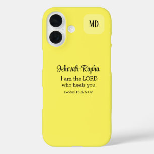 Christliche Verse Gelbe Monogramm iPhone 16 Hülle