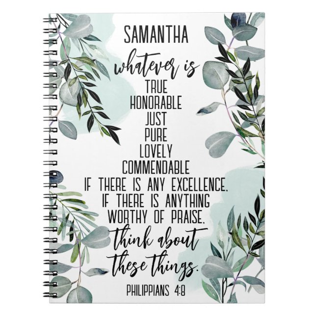 Christliche Verse Philippinen 4 8 Eukalyptus Notizblock (Vorderseite)