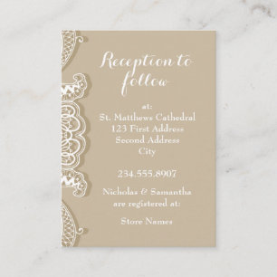 Christliche Vintage klassische White Lace Taupe Begleitkarte