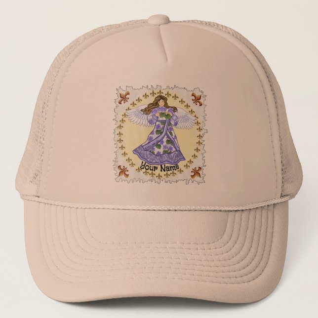 Christliche Violets Angel Trucker Hat Truckerkappe (Vorderseite)