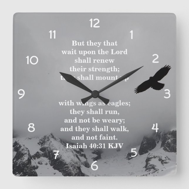Christliche Wall Clock - Isaiah 40:31 Quadratische Wanduhr (Vorderseite)