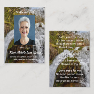 Christliche Wasserfall-Landschaft Erinnerungsande Visitenkarte