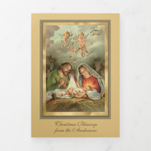 Christliche Weihnachten Jesus Jungfrau Mary St Jos Dreifach Gefaltete Urlaubskarte