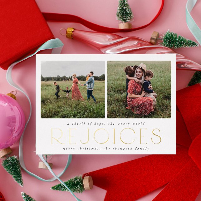 Christliche Weihnachts-Fotokarte Schwarz Freude Folieneinladung (Von Creator hochgeladen)