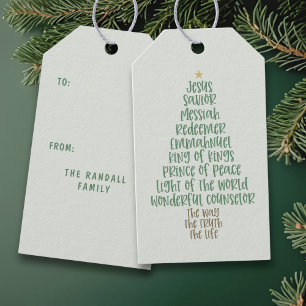 Christliche Weihnachtsbaum-Namen-Jesu-Typografie Geschenkanhänger