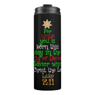 Christliche Weihnachtsbaum-Shirts Thermosbecher