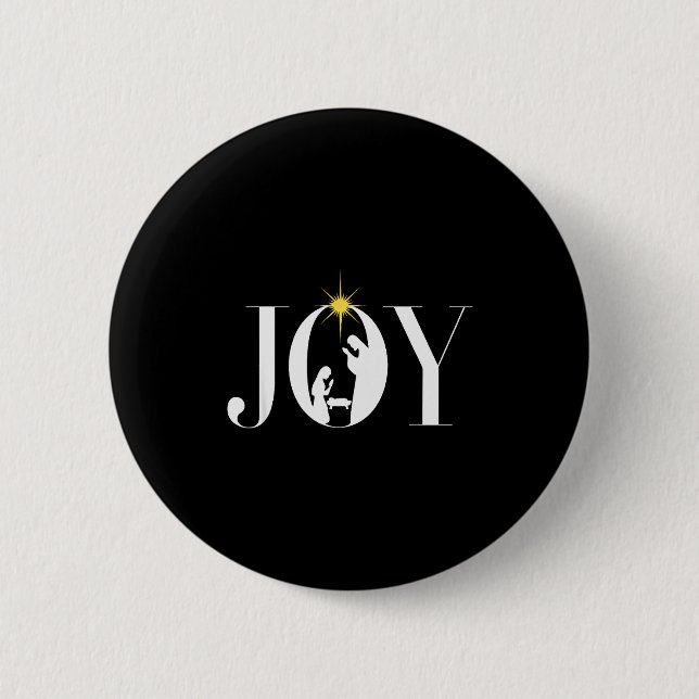 Christliche Weihnachtsfreude Jesus Kippenszene Gla Button (Vorderseite)