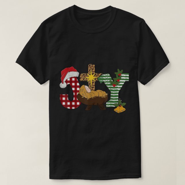 Christliche Weihnachtsfreude Jesus Krippe Der Glau T-Shirt (Design vorne)