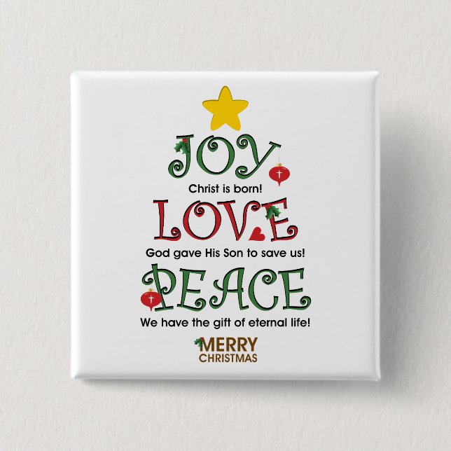 Christliche Weihnachtsfreude-Liebe und Frieden Button (Vorderseite)