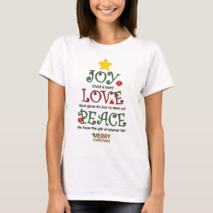 Christliche Weihnachtsfreude-Liebe und Frieden T-Shirt
