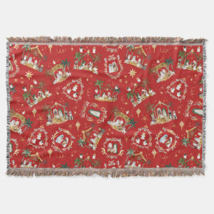 Christliche Weihnachtsgebirgskrippe Rot Decke