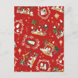 Christliche Weihnachtsgebirgskrippe Rot Feiertagspostkarte