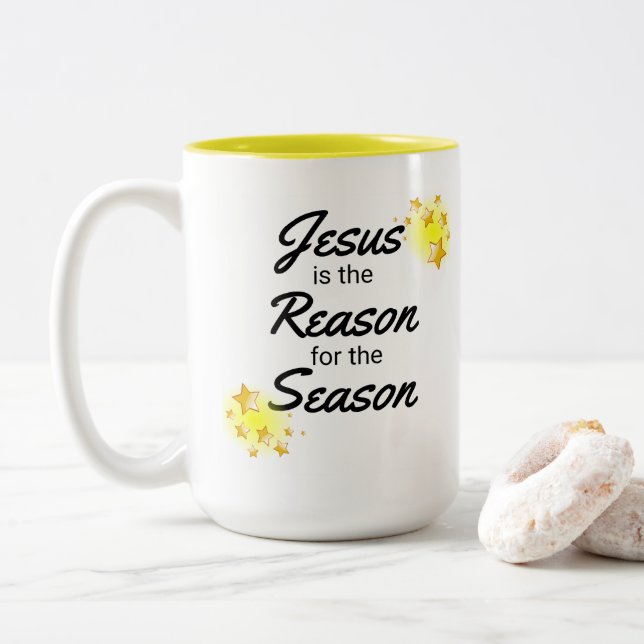 Christliche Weihnachtskaffee-Tasse, Christlicher U Zweifarbige Tasse (Mit Donut)
