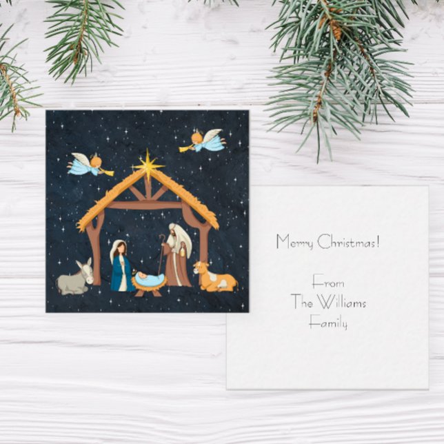 Christliche Weihnachtskarte Mitteilungskarte (Personalized Nativity Christmas Notecards)