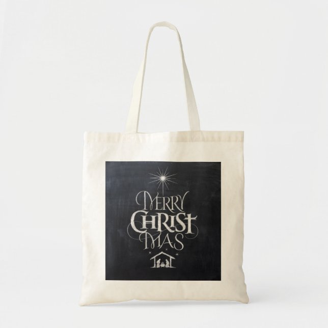 Christliche Weihnachtskhalkboardbriefe Tragetasche (Vorne)