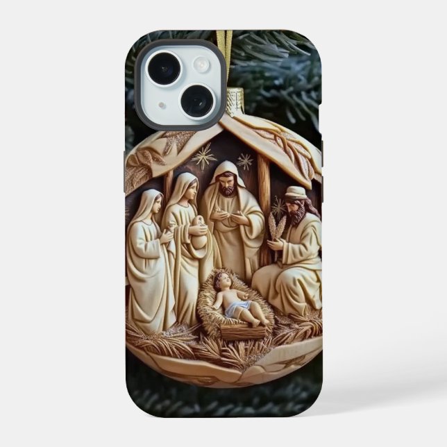 Christliche Weihnachtskrippe Handyhülle – Jesuskin iPhone 15 Hülle (Rückseite)