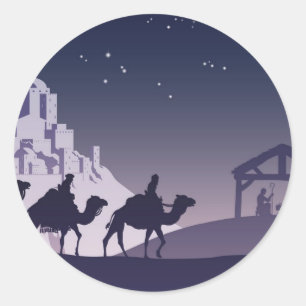 Christliche Weihnachtskrippe Runder Aufkleber