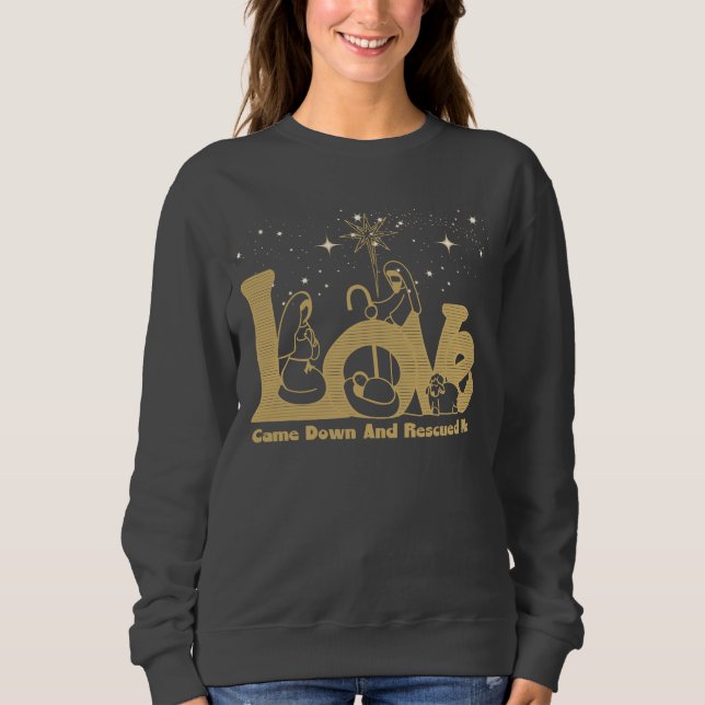 Christliche Weihnachtskrippe Sweatshirt (Vorderseite)