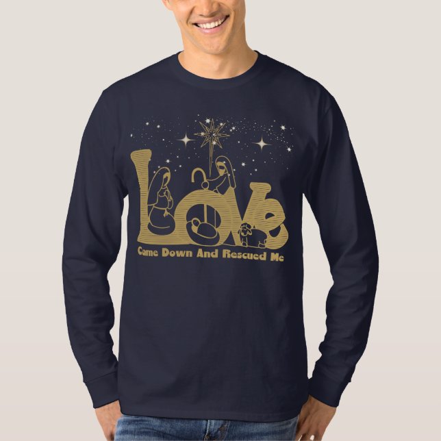 Christliche Weihnachtskrippe T-Shirt (Vorderseite)