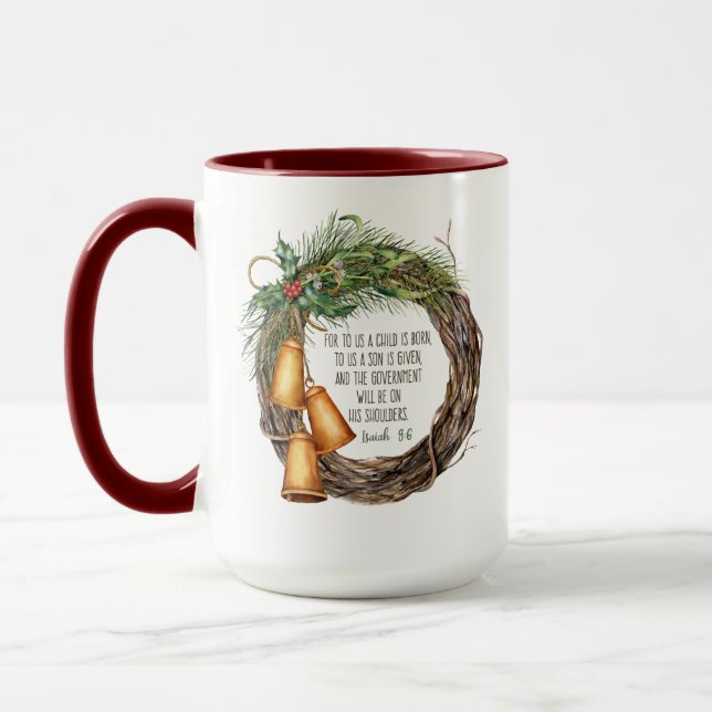 Christliche Weihnachtskriptur Wreath Red Tasse (Links)