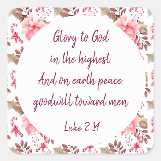 Christliche Weihnachtsschrift Quadratischer Aufkleber (Vorderseite)