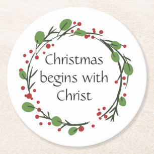 Christliche Weihnachtsschrift Runder Pappuntersetzer