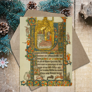 Christliche Weihnachtsszene Mittelalter Postkarte