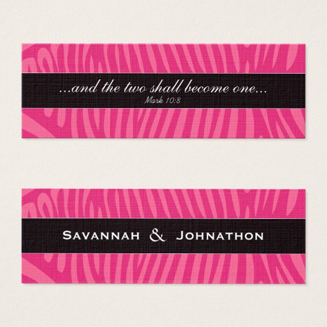 Christliche Zebra Fuchsia und rosa Wedding Tag (Vorne & Hinten)